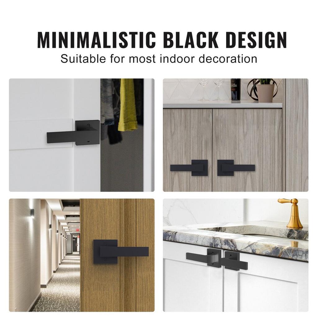 Dummy Door Lever, 2 PCS Non-Turning Single Side Push/Pull Handle, Contemporary Square Door Lever Set, Reversible for Right and Left Sided Doors,For