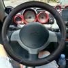Hand Stitched Non-slip Car Steering Wheel Cover for Smart 2005 2006 2007  Suede&Leather Car Interior