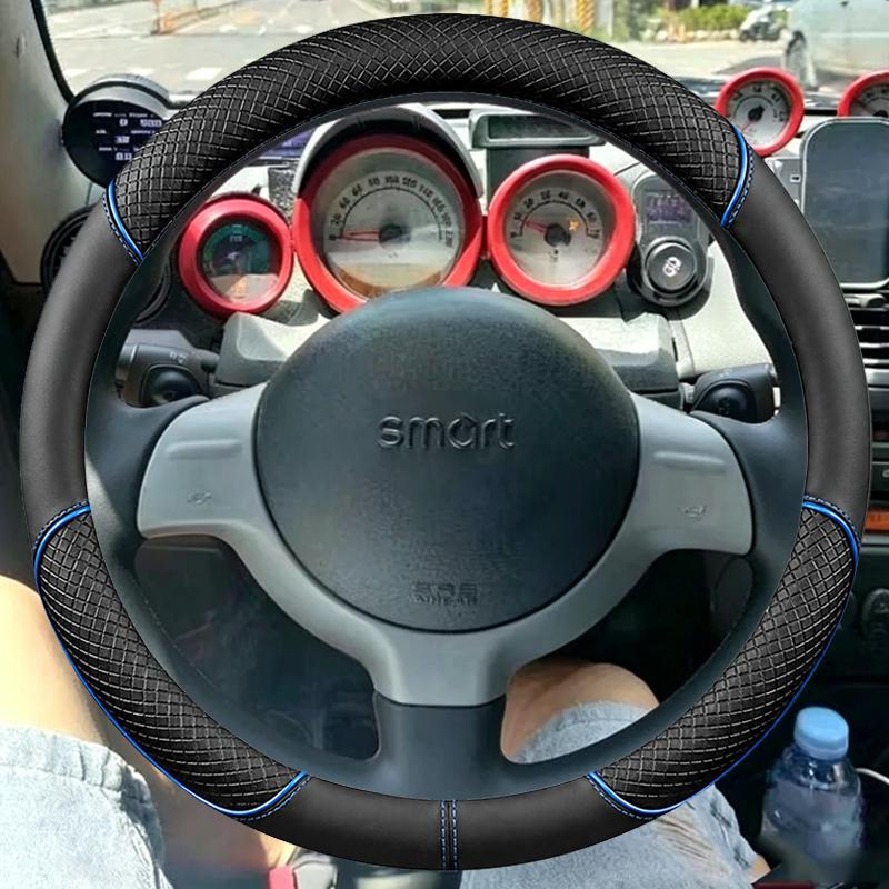 Hand Stitched Non-slip Car Steering Wheel Cover for Smart 2005 2006 2007  Suede&Leather Car Interior