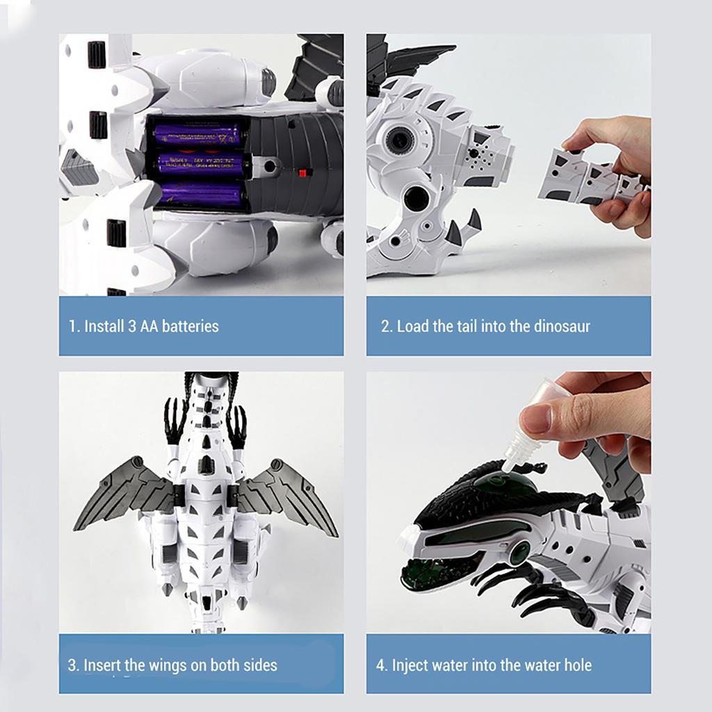 Mist Spraying Robot Dragon Toy Kids Walking Dinosaur Breathing Water Spray with Lights and Sounds