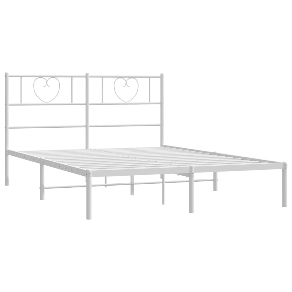 Metal Bed Frame with Headboard White 160 x 200 cm