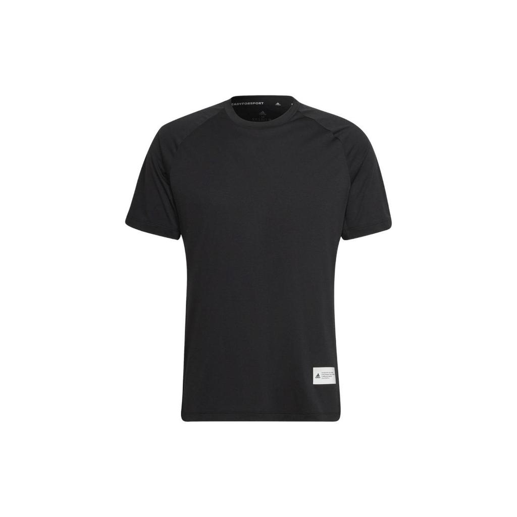 Adidas Пуловер с круглым вырезом и логотипом, спортивная футболка с коротким рукавом для фитнеса, мужские топы, черный HC4212