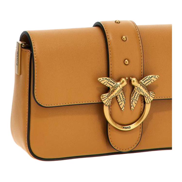 PINKO Love Bag Brand Logo Leather Shoulder Bag Mini Women shoulder bag Brown 104340-A0QO-C83Q
