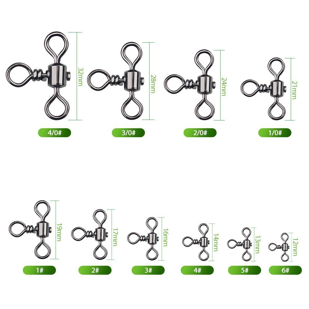 Bearing Barrel Trident Fishhook Connector 3 Way Bearing Swivel Cross Line T-shape Fishing Swivels