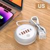 Креативное круглое зарядное устройство Pd50W с 4 портами USB + 2 порта Type-C, интеллектуальное зарядное устройство с быстрой зарядкой и сенсорным светодиодом/заполняющей подсветкой