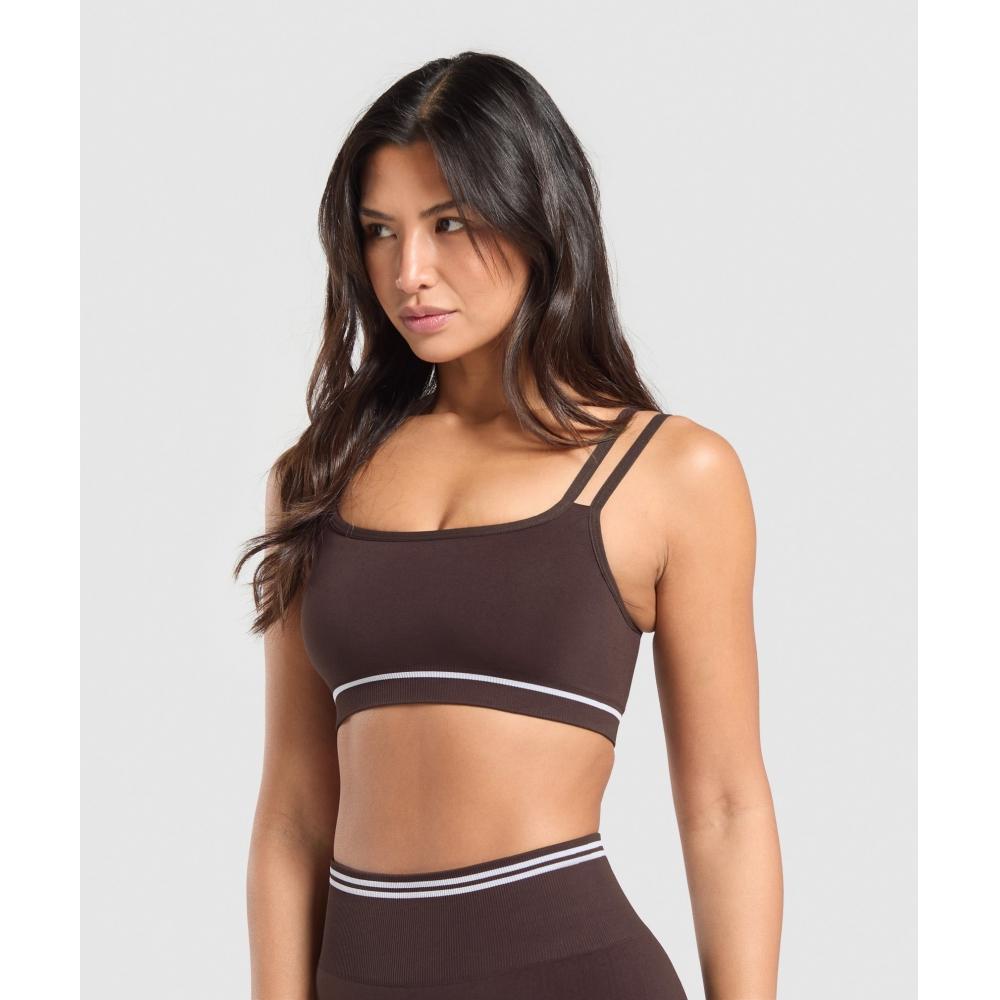 Gymshark Контрастный бесшовный спортивный бюстгальтер Heritage Brown B2c1i Ncnz
