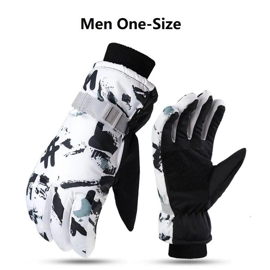 Winter Ski Gloves Unisex Non-slip Waterproof Thicken Windproof Gloves Motorcycle Cycling Fleece Warm Snow Sports Gloves