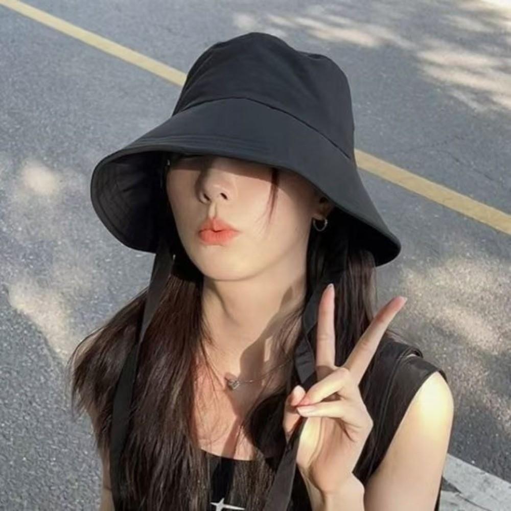 Breathable Lace-up Sunshade Hat UV Protection Bucket Cap Perfect Wide Brim Fisherman Hat Leisure