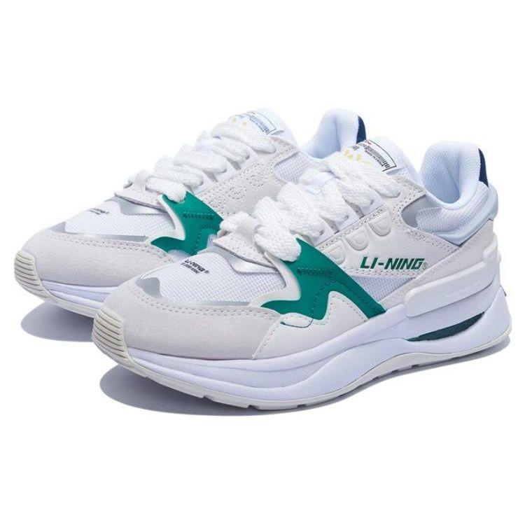 Li Ning 001 Chuxin V2 Wear-Resistant Breathable Low-Top Sports Casual Shoes Women Sneakers White Green AGCT018-1