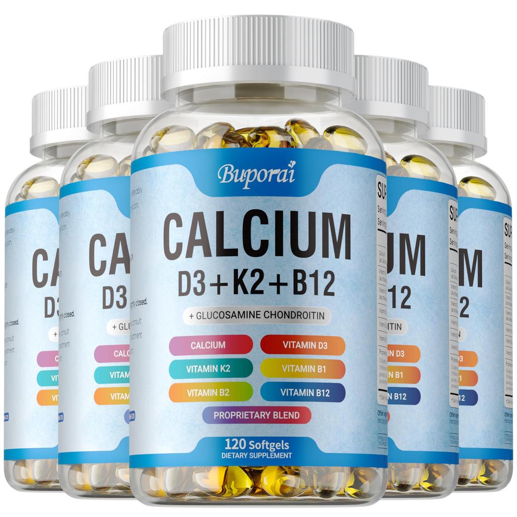 Calcium Complex Capsules; formulated with Vitamin D3 and K2; promotes calcium absorption; supports joint health; suitable for adults.