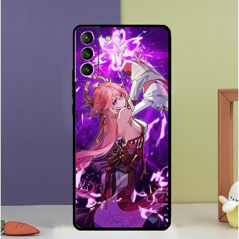 Чехол для телефона Genshin Impact Яэ Мико для Samsung Galaxy S23 S21 FE S22 Ultra Note 20 10 S8 S9 S10 Plus S10e S20 FE