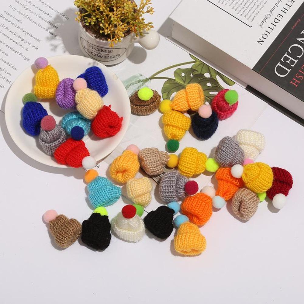 Аксессуар «сделай сам», мини-рождественская шапка, сделай сам, вязаная шапка на палец, декоративная шерстяная шапка, подарочная шапка в виде бутылки вина, 10/20/40 упаковок