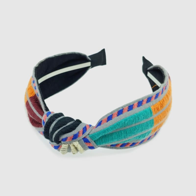LALA Этническая полосатая повязка для волос - Серая