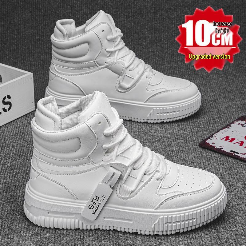Белые кроссовки хай-топы Comic Con с внутренней высотой 10 см, толстая подошва 12 см - Модные повседневные спортивные кеды на доске в корейском стиле