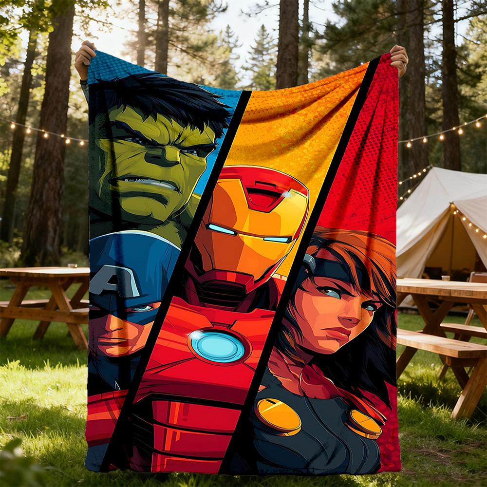1pc Superheroes Comics Outdoor Blanket Lightweight Flannel, Soft & Warm, All-Season Use for Sofa, Outdoor, Camping, Living Room, Office072