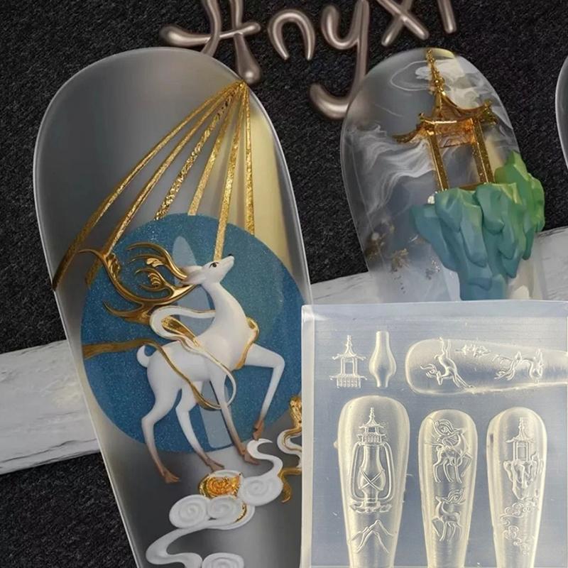 1pc Silicone 3D Nail Mold Nail Art Decoration DIY Design Bows Ribbon Manicure Template Sweet Butterfly Rose Flower Nail Mold