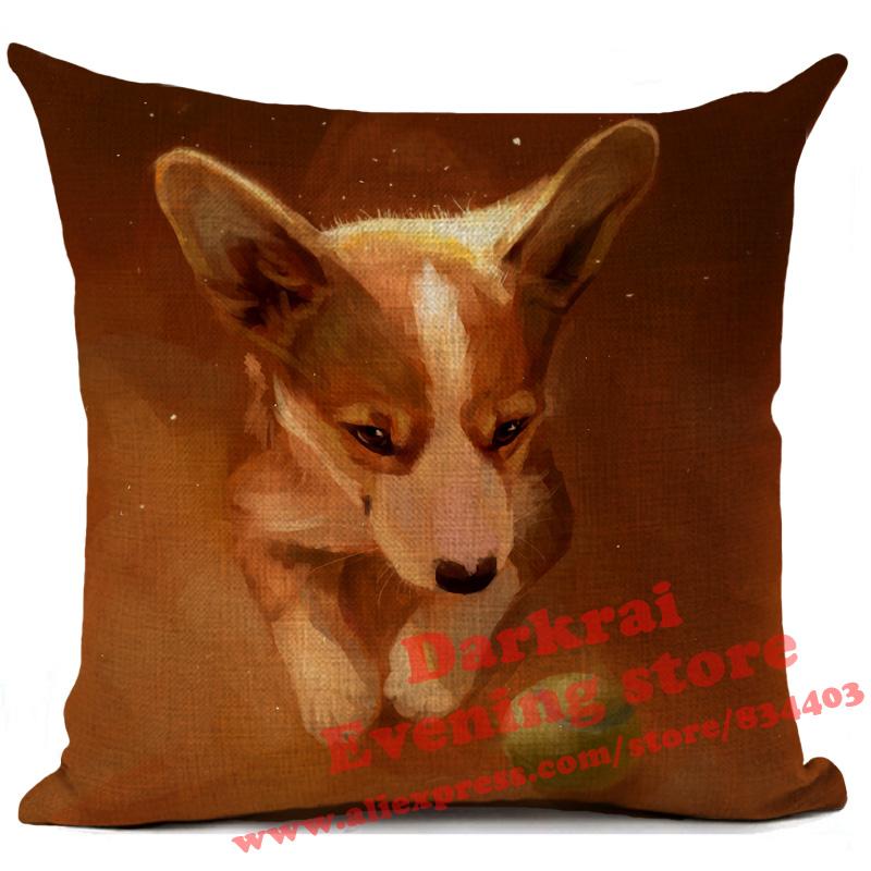 Doberman Greyhound Dachshund Corgi Dog Siberian Husky Linen Cushion Cover Living Room Sofa Throw Pillows Decorative Pillowcase