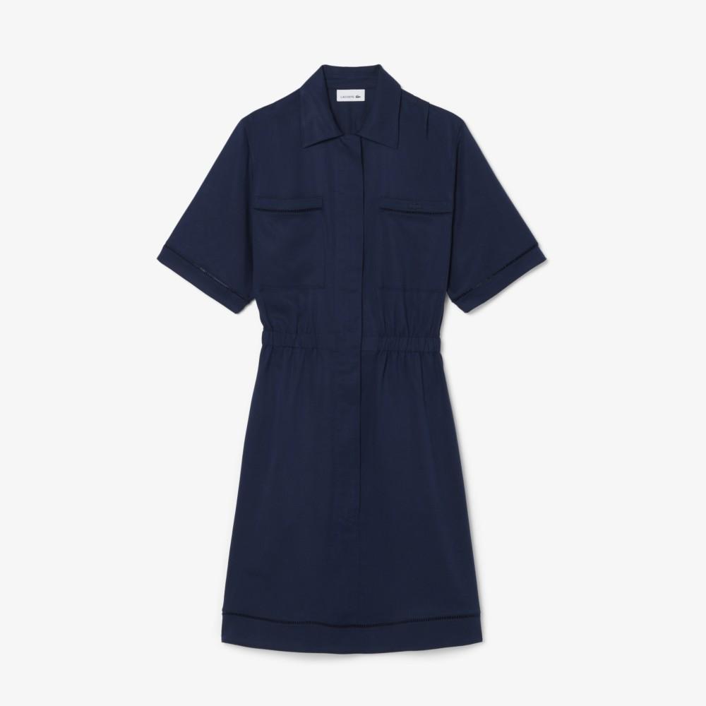 Lacoste Женское платье-поло из струящегося льна на молнии EF0201-56G166