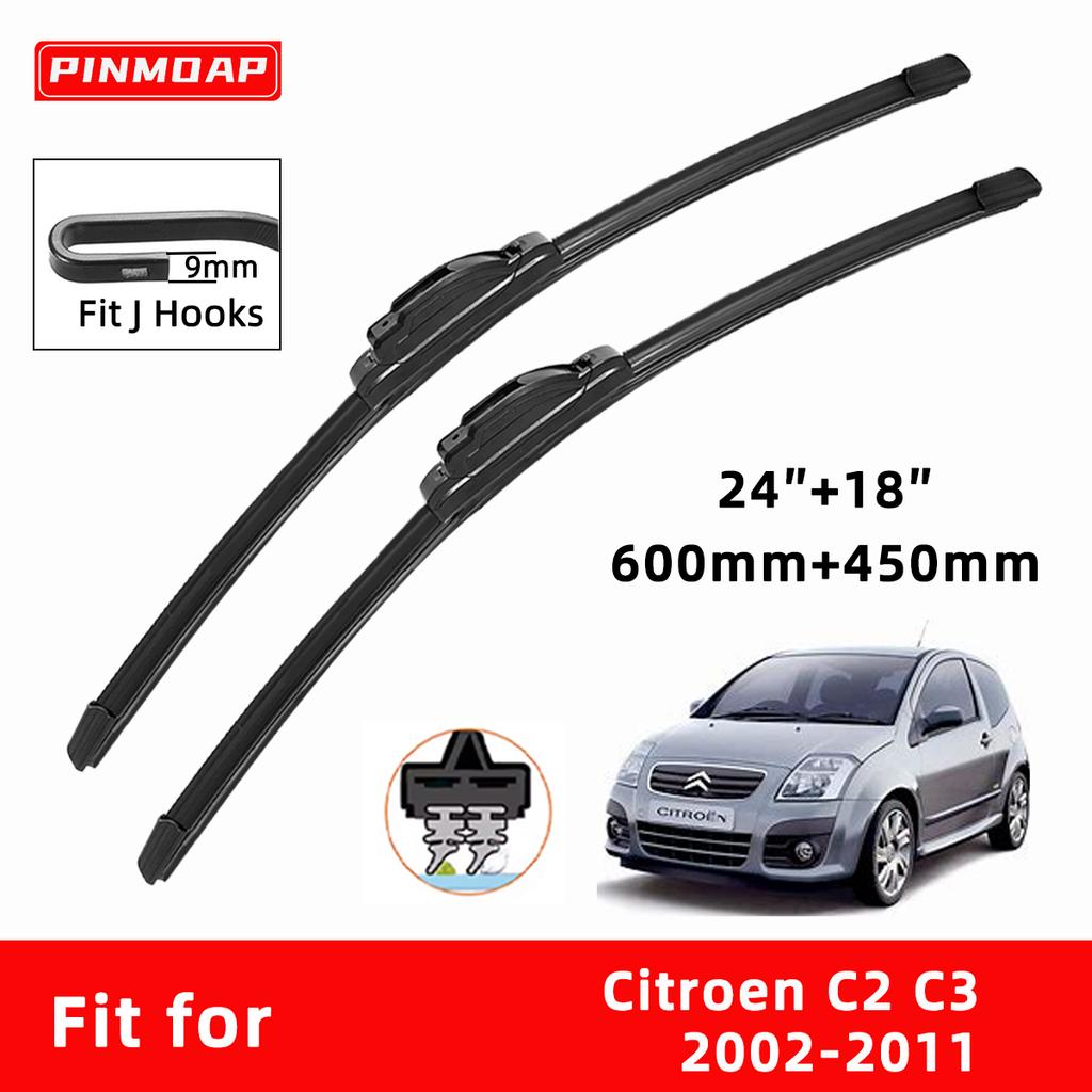 Car Wipers Double Rubber for Citroen C2 C3 2002-2011 Front Brushes Cutter Automobiles Parts Accessories Windscreen Wipers Wear Parts