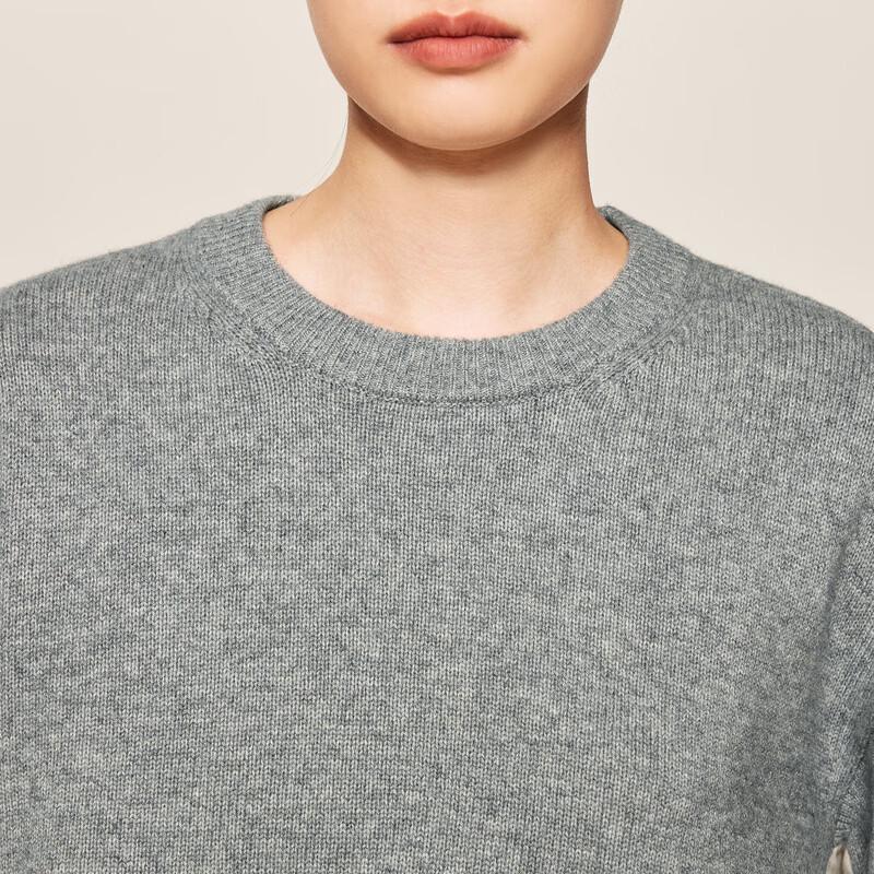 LESS Women's Round Neck Sheep Wool Cashmere Blend Pullover Sweater