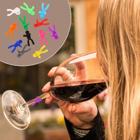 12 шт. маркер для коктейлей милый многоразовый съемный забавный силиконовый креативный скалолазный человечек стиль маркер для бокалов вина брелок бирка ресторанные принадлежности