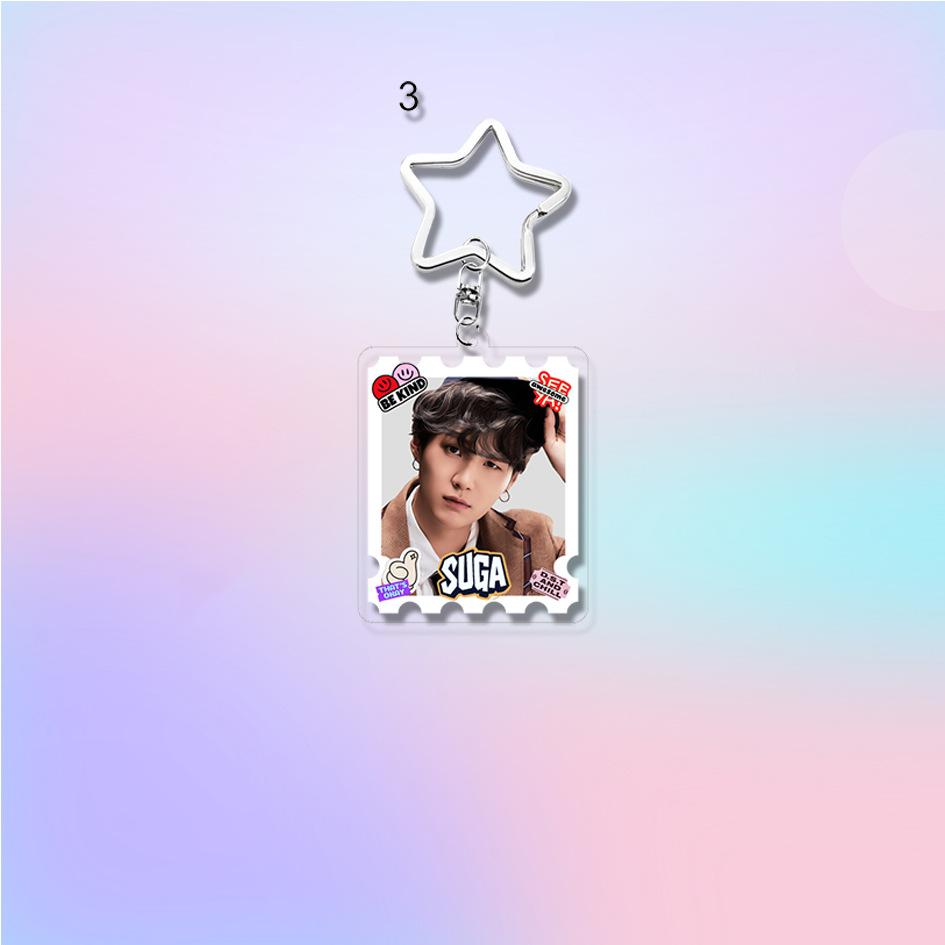 7 шт. Милый брелок-брелок в стиле штампа BTS, Фотобрелок Bangtan Boys со звездочкой, Шарм для сумки фанатов K-pop ARMY