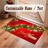 Christmas Theme Soft Crystal Velvet Rug Custom Name & Text Print Non Slip Floor Rug for Bedroom Living Room