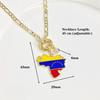Gold-Plated Venezuela Dominican Mexico Map Flag Pendant Zircon Necklace For Men Women Casual Vacation Neck Jewelry Fine Gift
