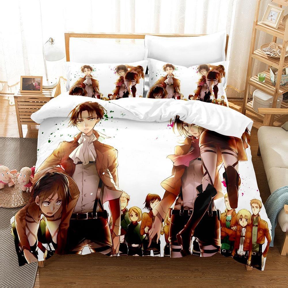 New Attack On Titan Bedding Set Single Twin Full Queen King Size Bed Set Adult Kid Bedroom Duvet Cover Sets Anime Bed Sheet Set