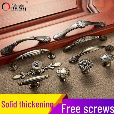 Классические европейские антикварные медные ручки для кухонных шкафов и гардеробов в зеленом и красном цвете