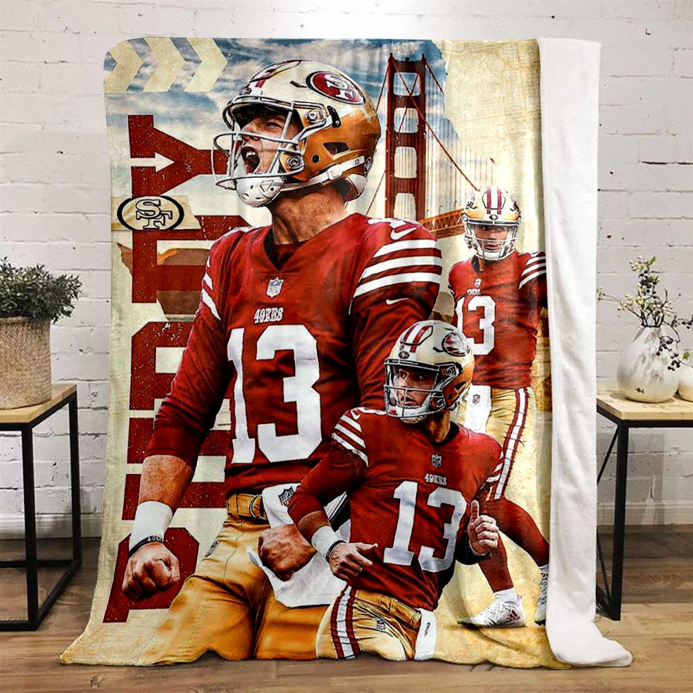 "Football Player Graphic warm quiltDesign Flannel blanket for bedroom, living room, sofa, and nap