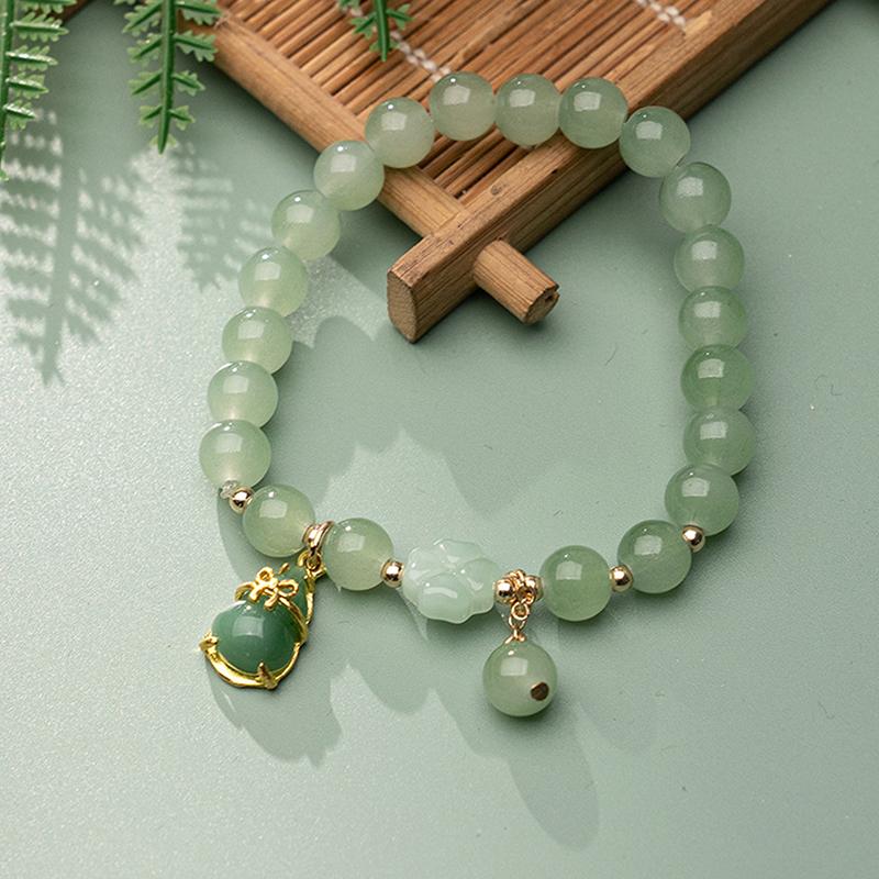 Модный изысканный браслет из искусственного нефрита с бусинами для женщин, китайский стиль, арахисовый кулон, браслет, цепочка на запястье, ювелирные изделия, подарки