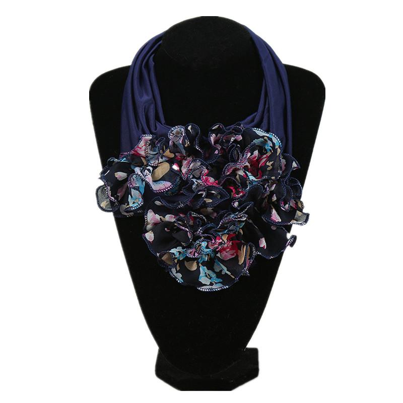 New Trend Women Scarf Floral Collar Scarf Luxury Big Flower Neckerchief Ring Neck Scarves Fashion Bandana Head Hijab For Ladies