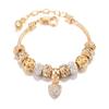 DIY Alloy Large Hole Bead Bracelet Gold Bead String, Popular Bracelet Heart Shaped Pendant Bracelet