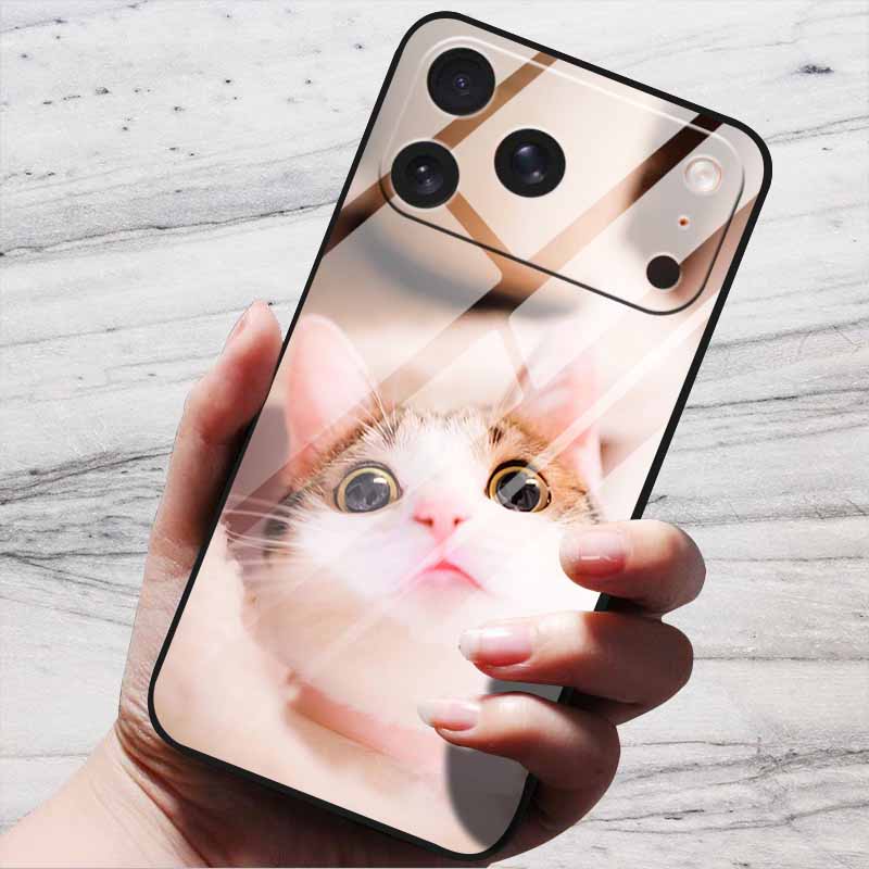 Cartoon Patterns Case For iPhone 17 Pro Plus Capa 17 Pro Max Bumper Luxury Tempered Glass Hard Back Cover iPhone17 Air Funda