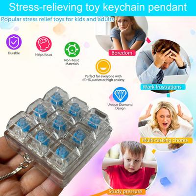 9-клавишная клавиатура Fidget Keychain, снятие стресса, тревоги, портативная, тихая, для детей и взрослых, механическая клавиатура с сенсорными клавишами