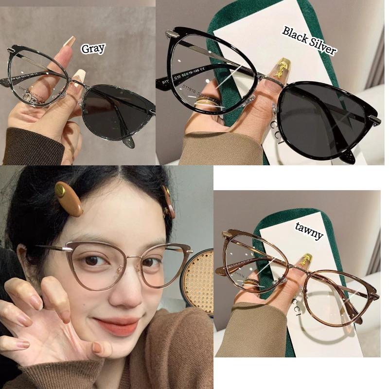 Retro Cat Eye Myopia Glasses for Women Men Outdoor UV Protection Sunglasses Anti-blue Light Sight Eyeglasses UV400 0 To-6.0