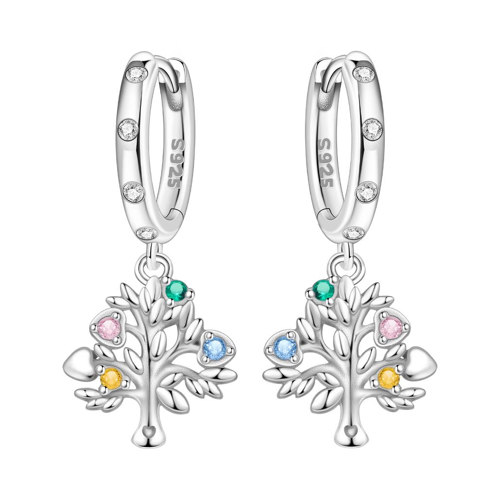 PANPOKI 925 Silver Family Tree of Life Drop Earrings Women Earrings Party Jewelry Birthday Wedding Gifts