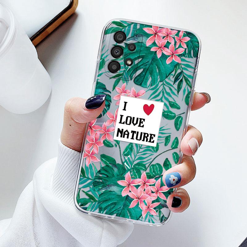 Чехол для телефона Samsung A53 5G A33 Цветочный силиконовый чехол для Samsung Galaxy A73 Fundas Coque Прозрачный мягкий Capas Цветочный ТПУ