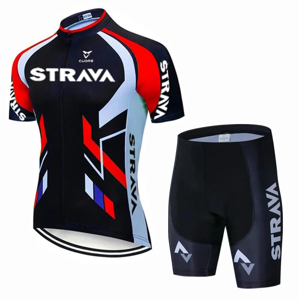 Strava Велоспорт Велосипедный Комплект Джерси МТБ Мужской Велосипедный Майо Летняя Велосипедная Футболка Велосипедные Шорты с Подтяжками Костюм Триатлон Одежда для Горного Велосипеда