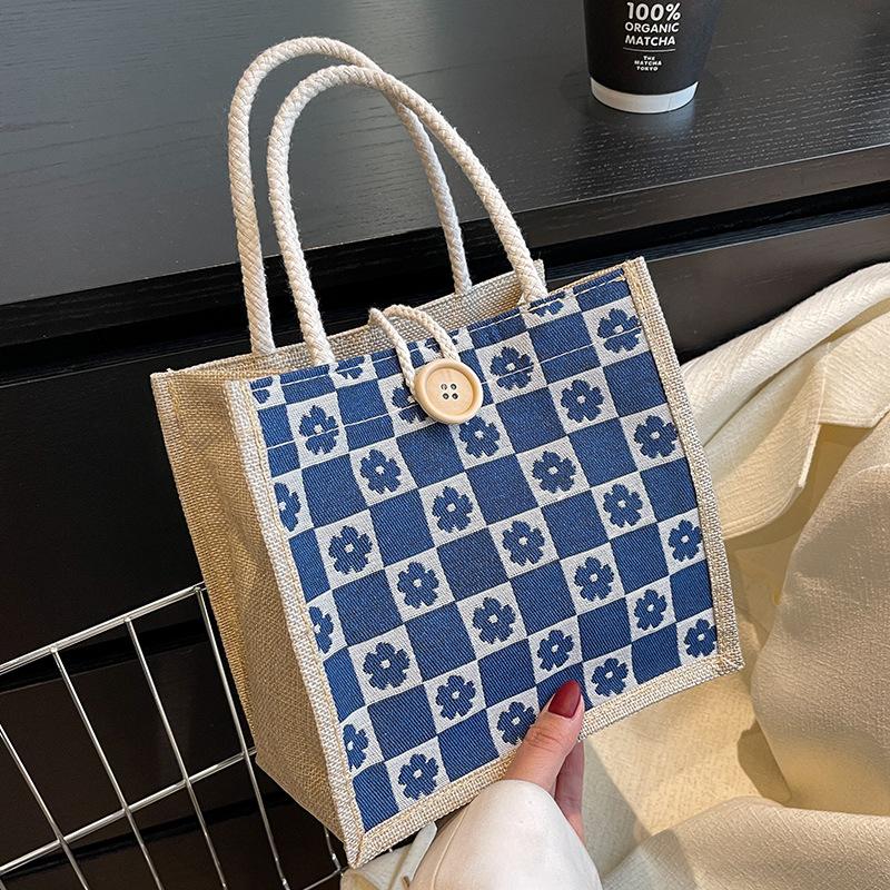 Льняная сумка-тоут с подарками, маленькая, свежая и универсальная, студенты выходят с сумками-ланч-боксами, женские ретро-сумки из джутового холста