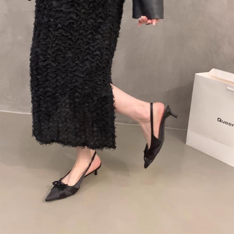 Summer High Heel Butterfly-knot Women Sandals Fashion Pointed Toe Singbacks Shoes Ladies Elegant Dancing Party Pumps