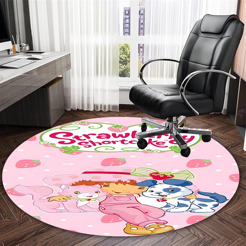 1pc Princess Strawberry4 Carpet, Round Rug, Comfortable, Suitable for Entryways, Living Rooms, Office, And Bedrooms, Christmas Decoration