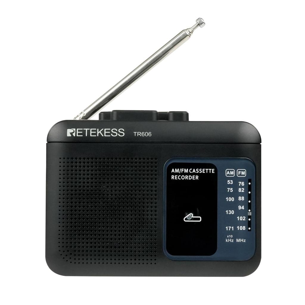 Retekess TR606 Portable Cassette Player with AC Perfect Gift for Respect for the Aged Day Black AM/FM Radio, Power/Battery Operation, Recording,