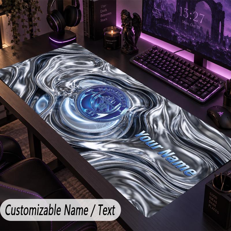 Custom Text Big Mousepad, Extended Desk Pad For Laptop Work GameManchester City