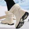 Winter Snow Boots Women Outdoor Warmth Faux Fur Thick-soled Ankle Boots Women Anti-slip Wear-resistant Casual Hiking Shoes Women