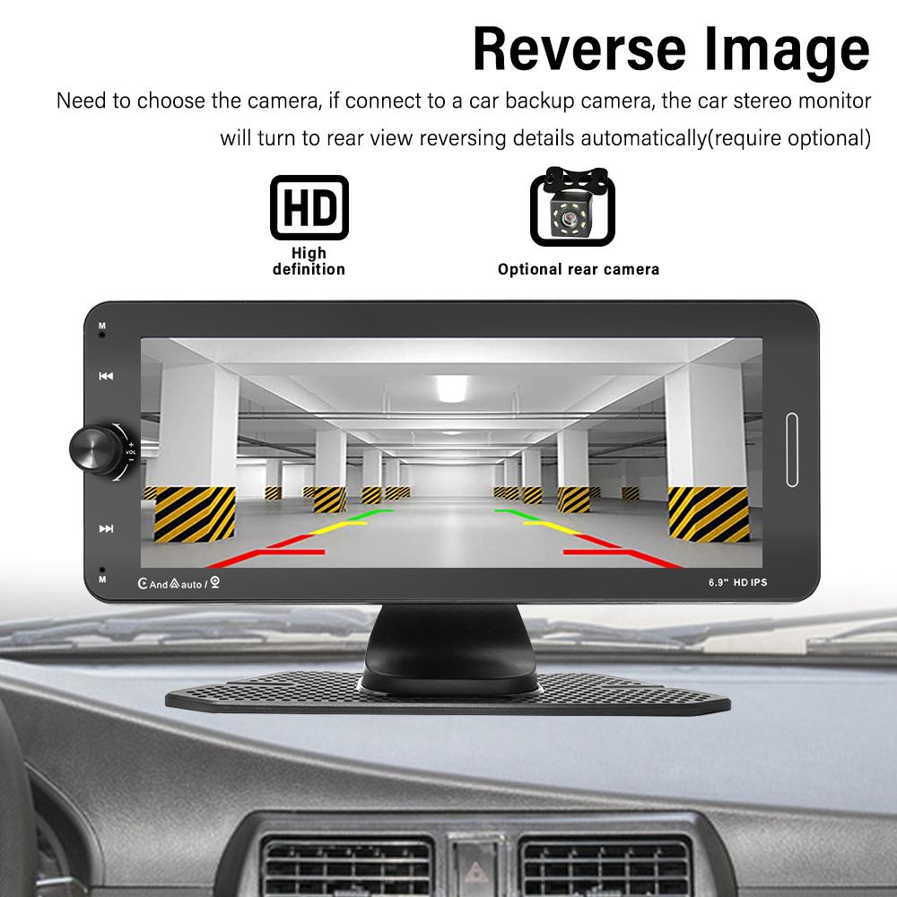 6,9-дюймовый портативный автомобильный радиоприемник, беспроводной Carplay HD IPS, сенсорный экран, плеер, зеркальная связь, FM-передатчик, DSP, встроенный Youtube
