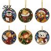 Christmas Door Wall Decor 6 Pcs Pearl Art Ornaments, 2D Flat Acrylic Holiday Tree Pendant, Santa Hanging Ornaments Effect Decoration for Home