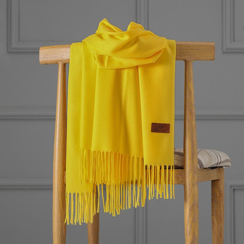 Большой красный кашемировый шарф женский однотонный длинный платок двойного назначения