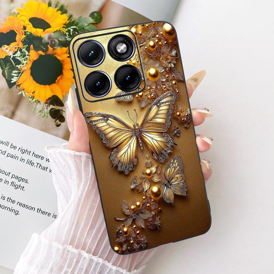 Для Motorola Edge 70 Fusion Милый Цветок Бабочка Кошка Расписной Чехол Для Motorola Edge70 Fusion 5G Черный Силиконовый Мягкий Чехлы Для Телефона